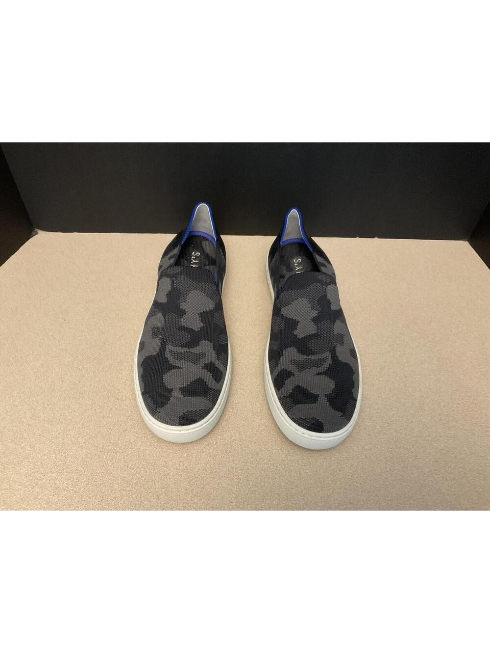 Womens Rothy's The Original Slip-On Shoes In A Black & Gray Camo Print. Size 9.5